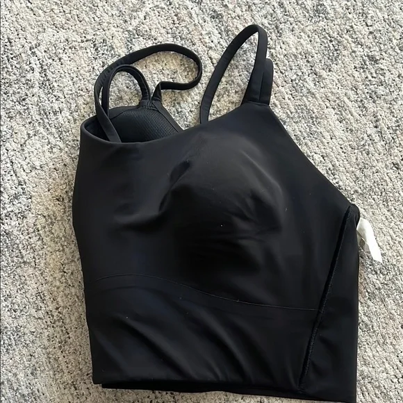 Lululemon longline like a cloud sports bar black sz 10 yoga Pilates gym - Picture 4 of 6